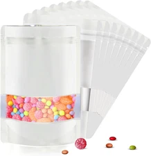 5 Sizes White 600Pcs Smell Proof Mylar Bags for Food Storage, Each Size 120Pcs S