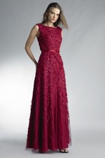 Sequined Floral Tulle Evening Gown