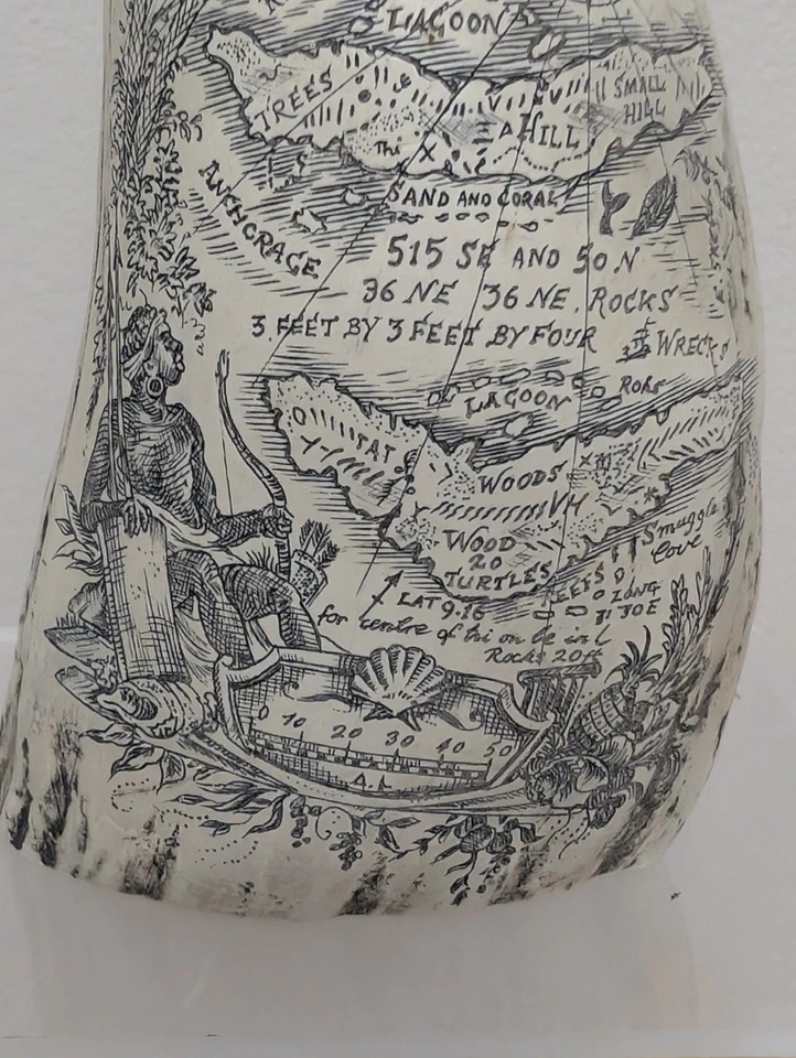 Scrimshaw Imitación Diente de Ballena Mapa Diseños 5" Bonitos Gráficos y Paisajes  Foto 2 de 4