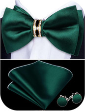 Mens Bow Tie Set Paisley Pre-tied Bowties Adjustable with Handkerchief Cufflinks