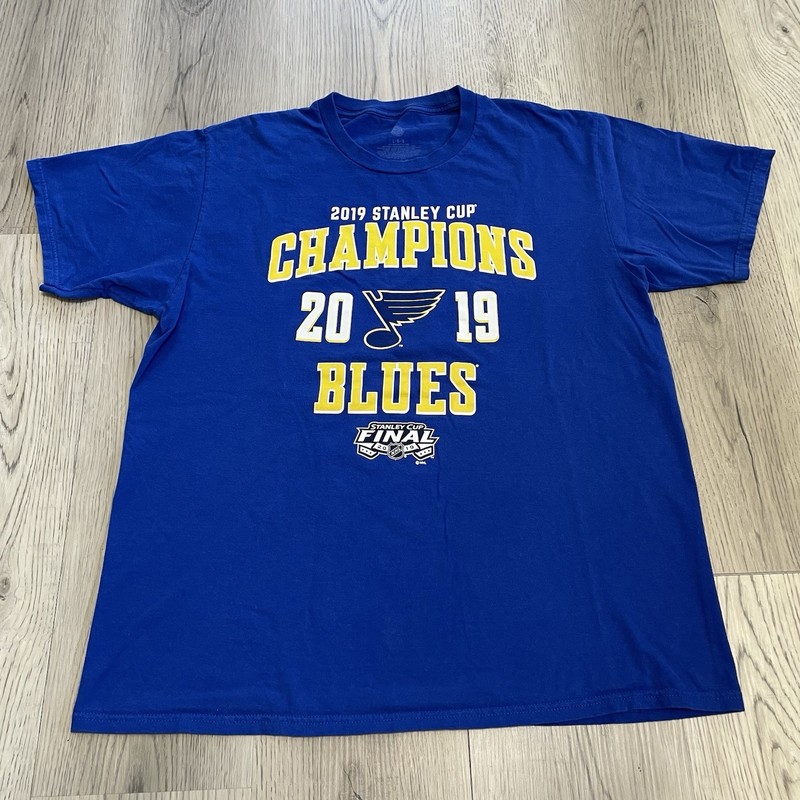 St Louis Blues Shirt Adult Large Blue Short Sleeve NHL Hockey Stanley Cup Tee 