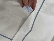 Matouk Italy New 1pc Euro Sham 500TC Bergamo Giza-87 Percale White/Hazy Blue
