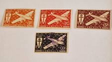 4 timbres du CAMEROUN RF, POSTE AERIENNE, FRANCE LIBRE, 1942