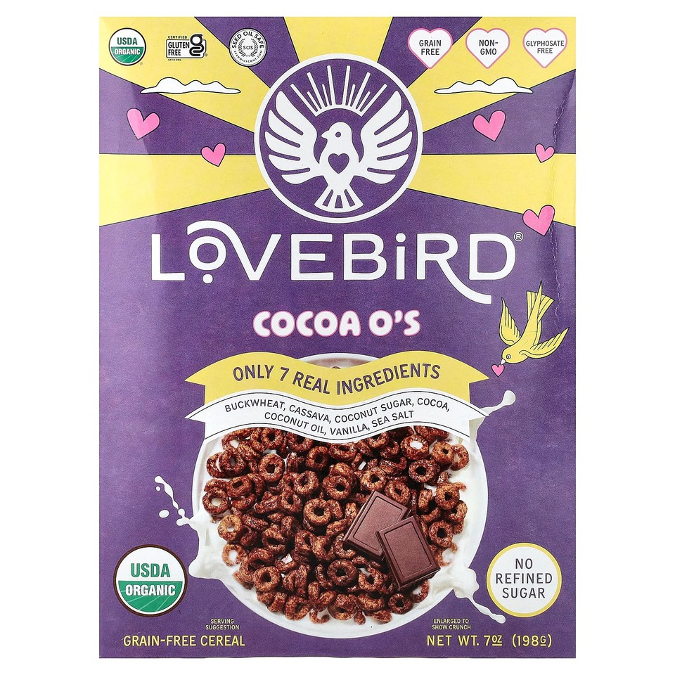 Organic Grain-Free Cereal, Cocoa O's, 7 oz (198 g)