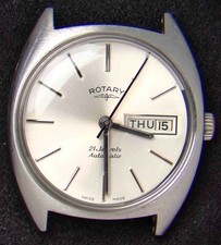 Rotary Silver Dial Men's Automatic AS 2066 Vintage Swiss Watch -- Spares/Repairs