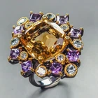 22 ct jewelry Natural Citrine Quartz Ring 925 Sterling Silver Size 8 /R445168