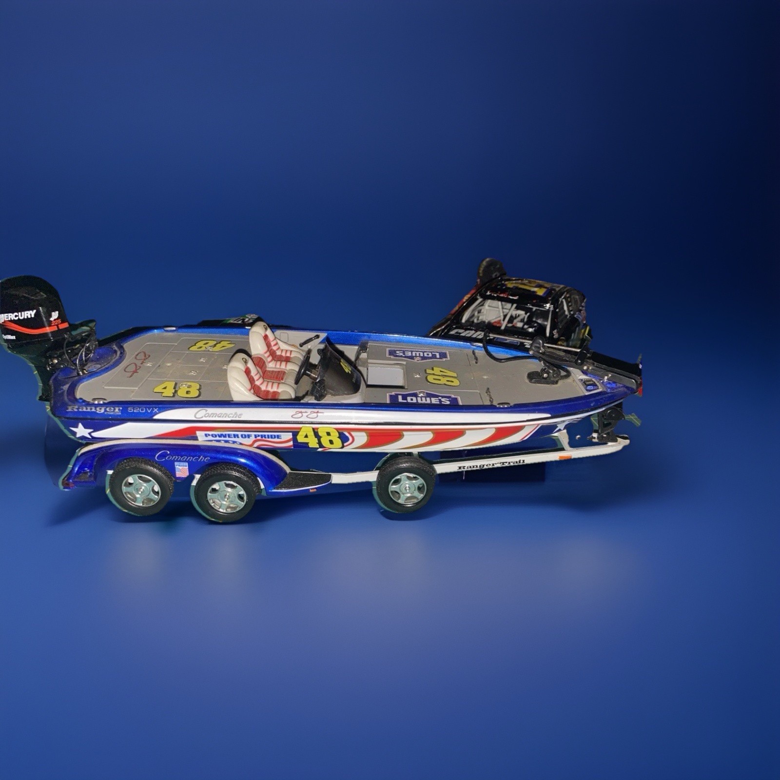 Rare Lowe’s Bass boat With Trailer And Cummins Racing Truck VHTF
