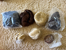 Doll Hair/Wig Pieces Lot of 6 in Bags Blonde Brown Black Multicolor