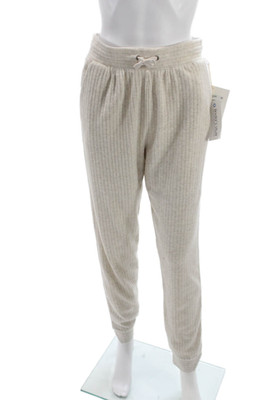 Splendid Womens Jogger Pants Beige Ribbed Knit Striped Drawstring Size XS