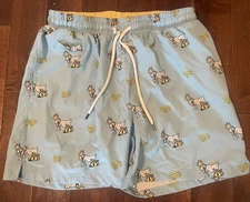 GOAT USA Shorts Mens Small Blue Swim Trunks Elastic Waist Drawstring Pockets