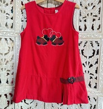 Vintage Girls SZ 5 Dress Rare, Too Red Corduroy Scottie Dogs Sleeveless Jumper