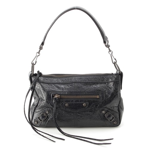 BALENCIAGA Le City Moto Leather Mini 2WAY Handbag 866122 Black Used