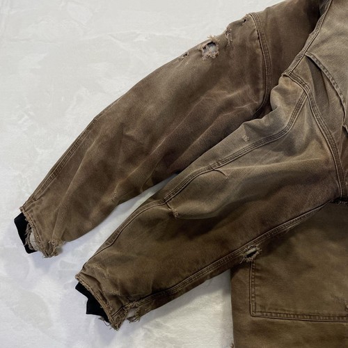 ~90'S Carhartt Traditional Jacket, Padded Duck Work Jacket, Made in USA, Men's XXL equivalent, Vintage cotton brown type Vintage Second Hand
