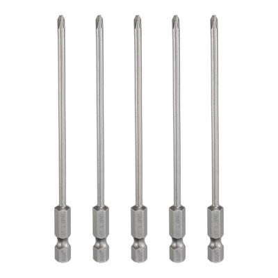 5pcs Magnetic Phillips Screwdriver Bit PH1 1/4'' Hex Shank 110mm Long 3mm Rod