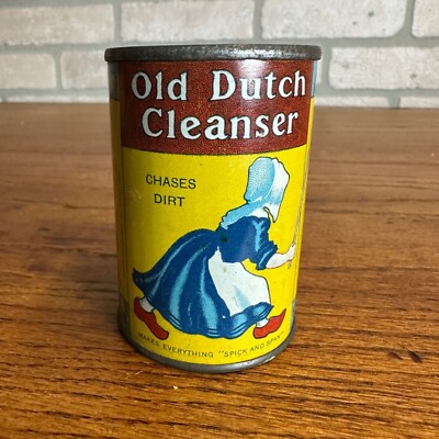 RARE Early 1900s Vintage Old Dutch Cleanser Tin Litho 3'' Coin Bank Advertising