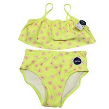 Oshkosh B'Gosh Girls Floral Bikini Set 2 Piece Swimsuit High Waist Sz 14 UPF 50 