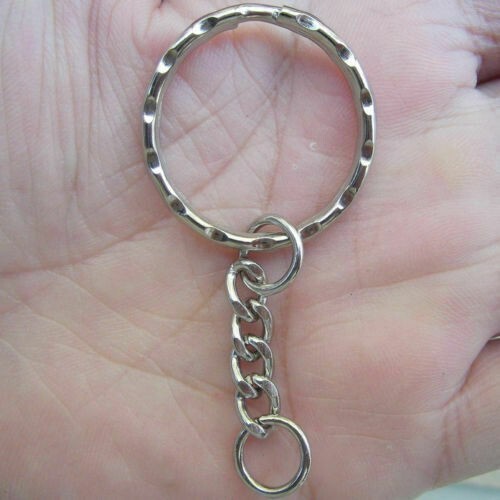 Portachiavi argento 100 pezzi tono vuoto portachiavi aperto split jump ring 4 etichette link - Foto 6 di 14