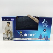 Isotoner Slippers Memory Foam Black Herringbone Mens XXL 13-14