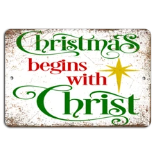 Rustic Christmas: Celebrate with Christ - Distressed Metal Sign