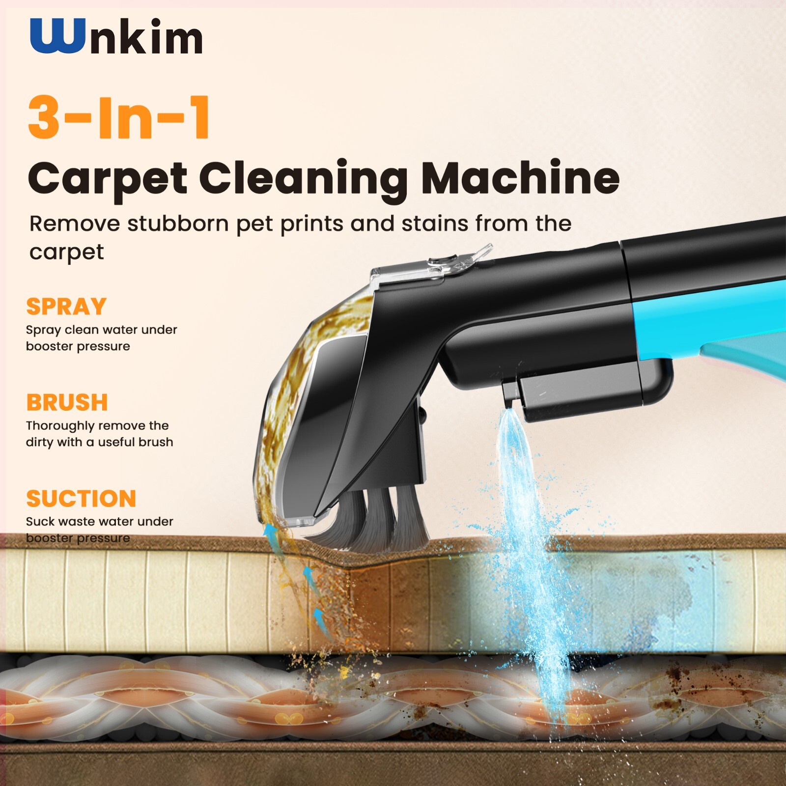 Powerful Wnkim 16500Pa Carpet & Upholstery Cleaner Machine-image