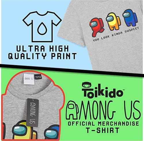 Among Us T-shirts pour garçons Enfants Crewmates & Impostor print Haut à manch - Picture 9 of 25