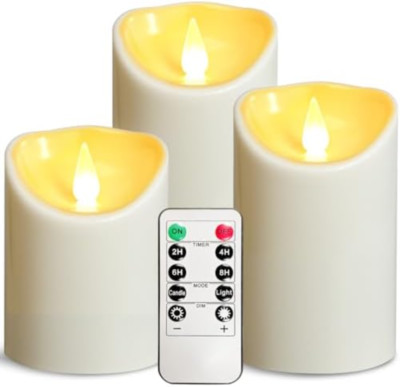 3 candele a LED senza fiamma, luci a candela, candele a colonna in