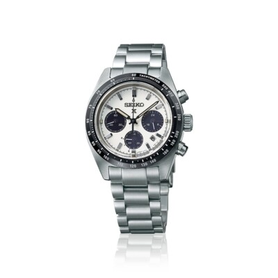 New Seiko Prospex Speedtimer White Dial Stainless . SSC813 solar