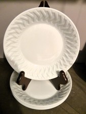 LIMOGES, FRANCE Porcelaine De Sologne Louisiane SET 4 WHITE COUPE SOUP BOWLS