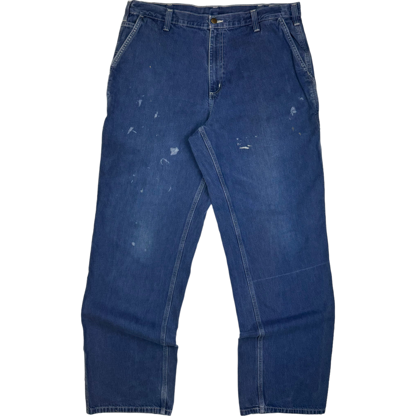 Carhartt Paint Splattered Carpenter Workwear Jeans Blue W36 L34 image 2