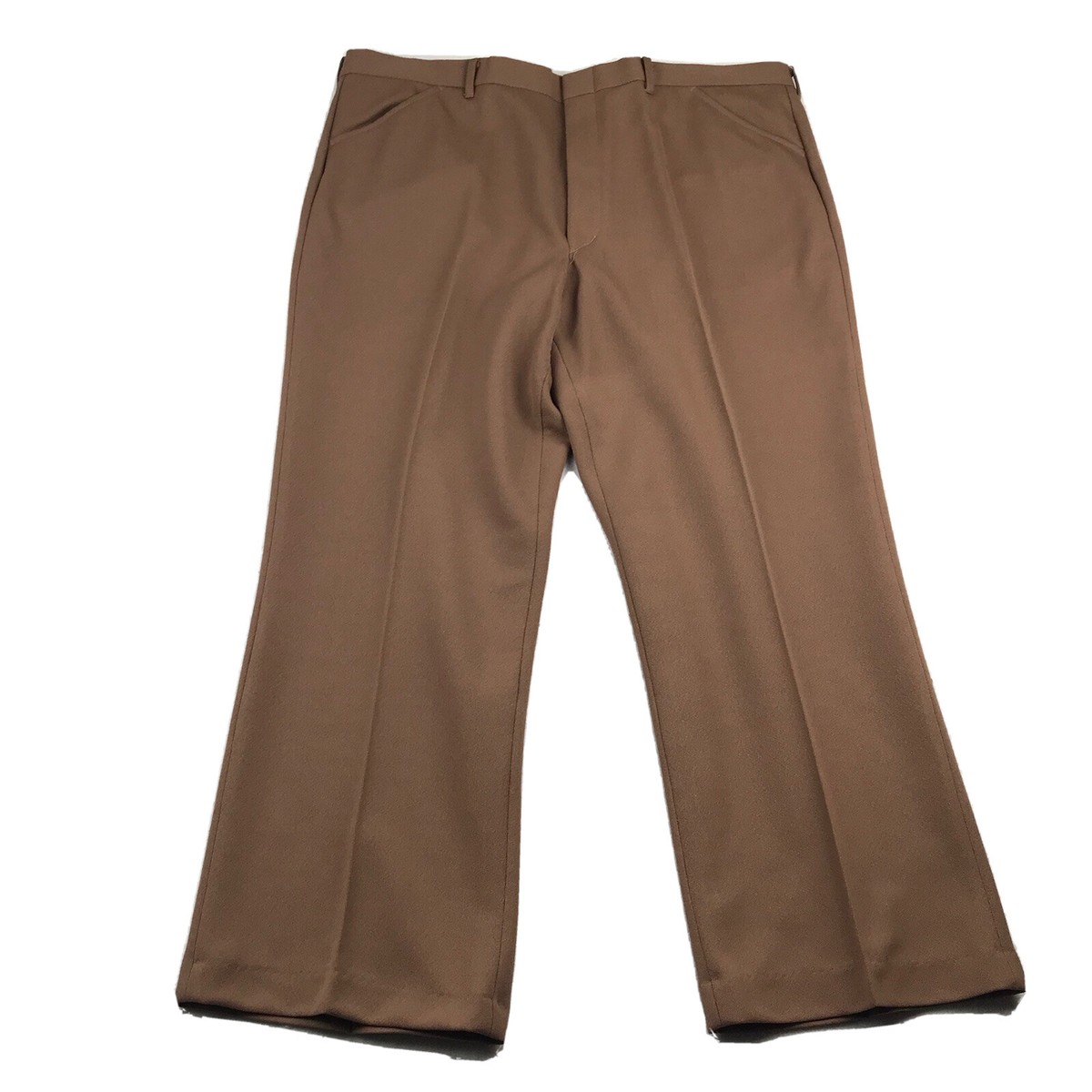 Haband Pants Mens 41X28 Brown Flat Front Permanent Press Straight Leg NWT |  eBay
