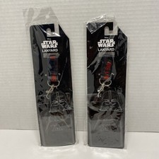 Star Wars Darth Vader Lanyard w/Darth Rubber Charm The Dark Side in Red Lot Of 2