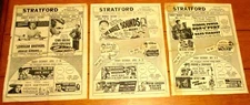 1942 Stratford Movie Theatre Advertising Flyers (3 Dif.) W/Gene Autry + Bogart