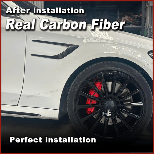 REAL Carbon Front Side Fender Fin Vents For Mercedes Benz C205 C63 AMG 2015-2021 - Picture 4 of 9