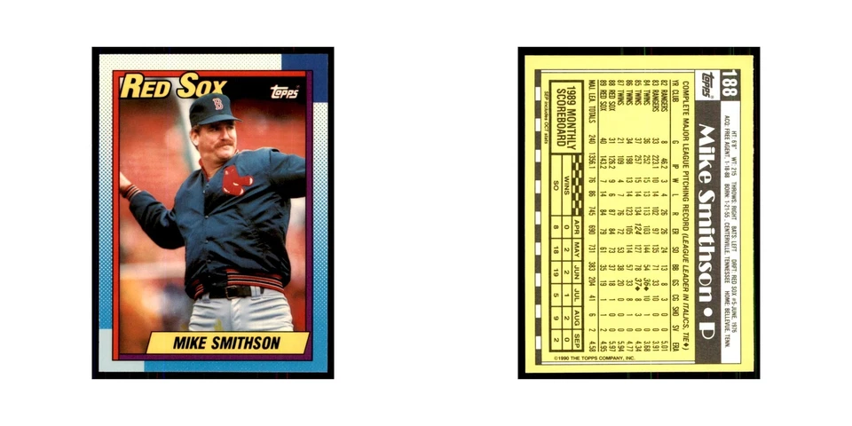 Mike Smithson 1990 Topps Tiffany #188 Boston Red Sox Baseball Card NM - Image 3 of 3