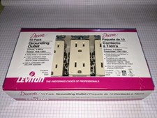 NEW LEVITON DECORA 10 PACK GROUNDING OUTLET 2-POLE 3 WIRE 5325-AMP ALMOND