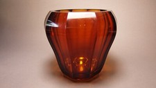 Art Deco Kristall-Glas Vase, handgeschliffen, Czech Glass, att. MOSER um 1925