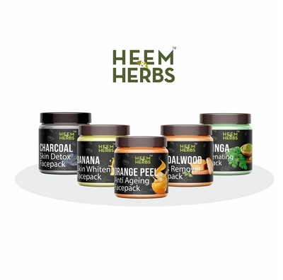 HEEM & HERBS Charcoal Banana Orangepeel Sandalwood Moringa Face Pack 100 gm