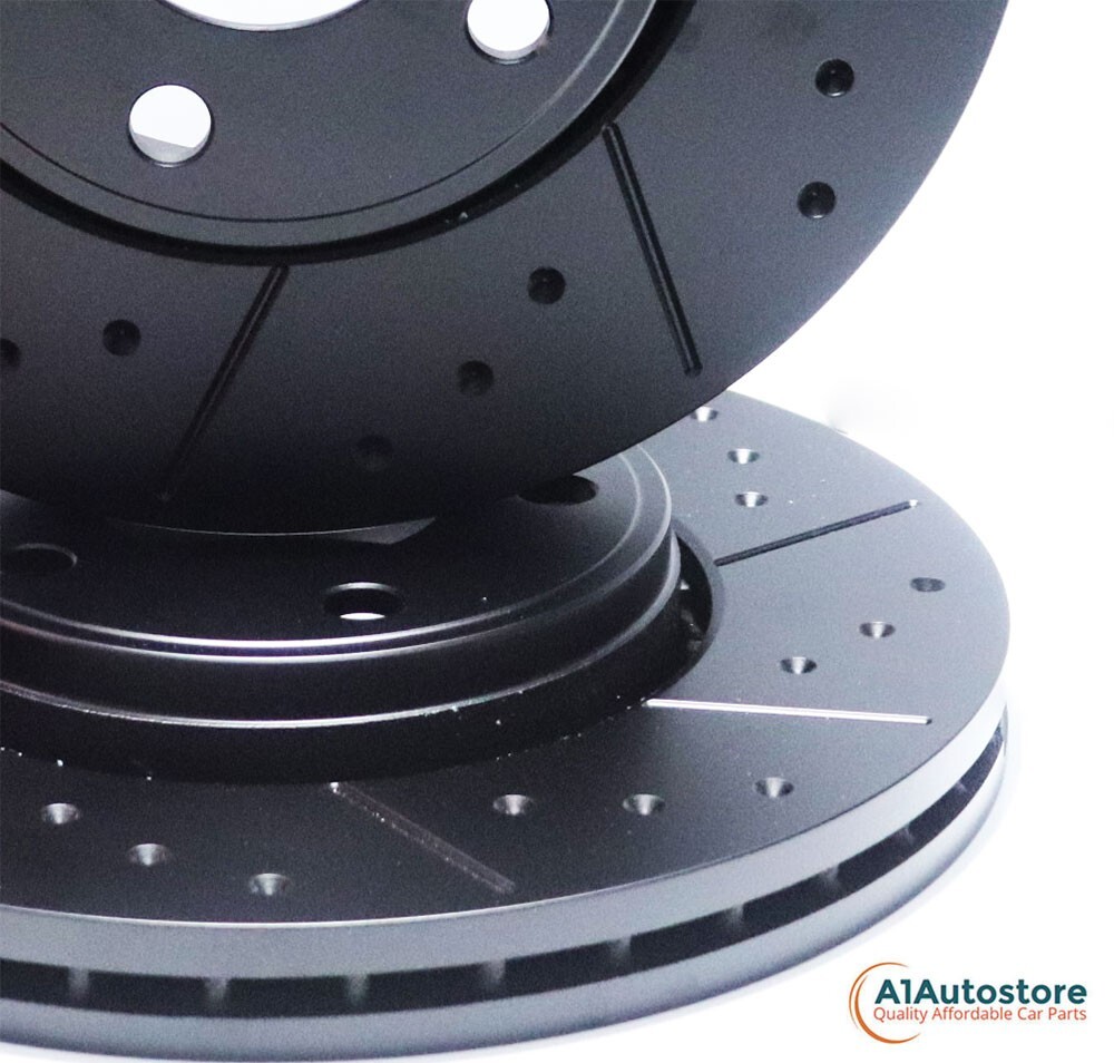 BMW 3 E90 320d Ed 09-12 Front Brake Discs Coated Black Dimpled 