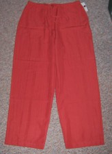 CARIBBEAN JOE Orange Wide Leg Casual Pants Mid-Rise Drawstring Waist Size Large
