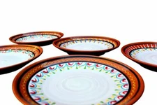 Terracotta White, Small Dinner Plates Set of 5 (European Size) - Hand Painted Fr