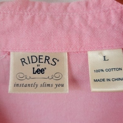 Riders by Lee LARGE Instantly Slims Women's Ruffled Blouse pink Cotton EUC - Picture 8 of 9