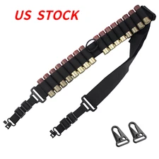 Black Shotgun Sling Shell Holder 2 Point 16 Round Non-Slip Adjustable Ammo Sling