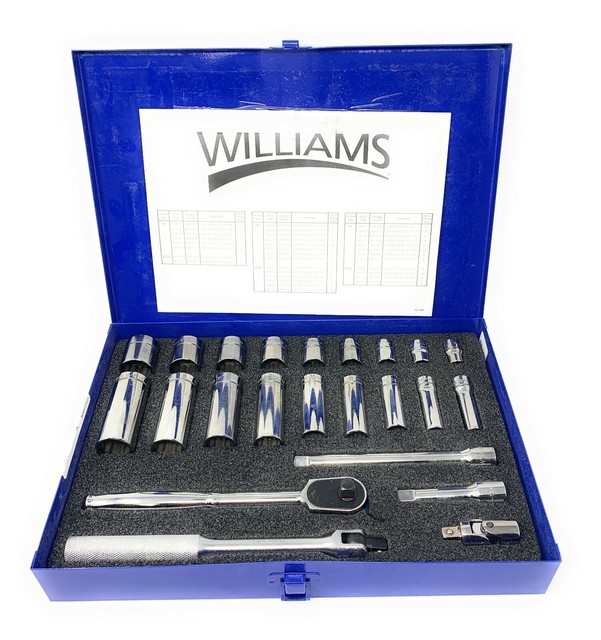 WILLIAMS TOOLS 23 PIECE 3/8" DRIVE SOCKET AND DRIVE TOOL SET MADE IN