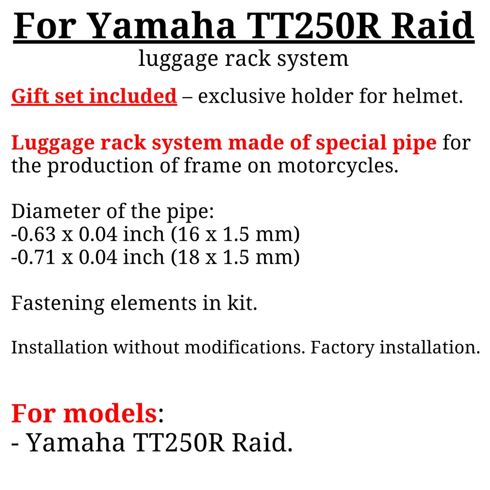 Para Yamaha TT250R Raid rack sistema de bagagem suporte lateral para estojos de bolsas macias, presente - Imagem 3 de 4
