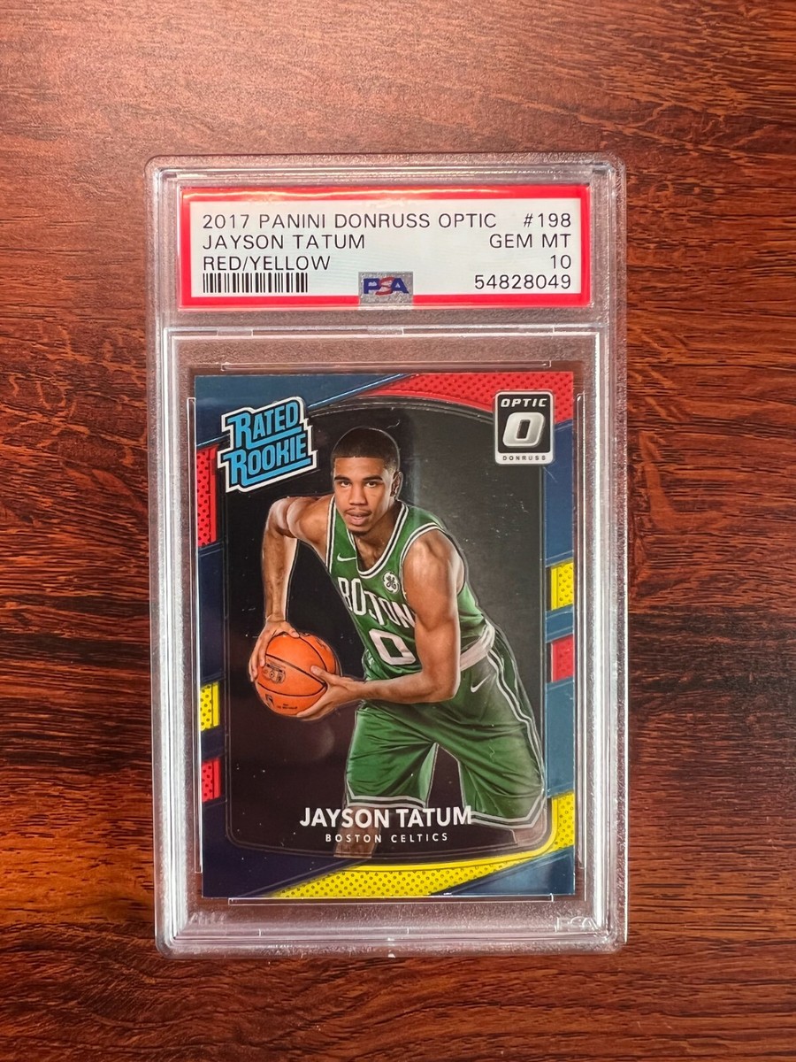 2017-18 Jayson Tatum Optic Red Yellow Rookie RC Card #198 PSA 10  display picture 1