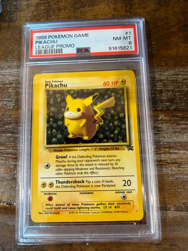 POKEMON 1999 Game League Promo PIKACHU #1 PSA 8 RARE