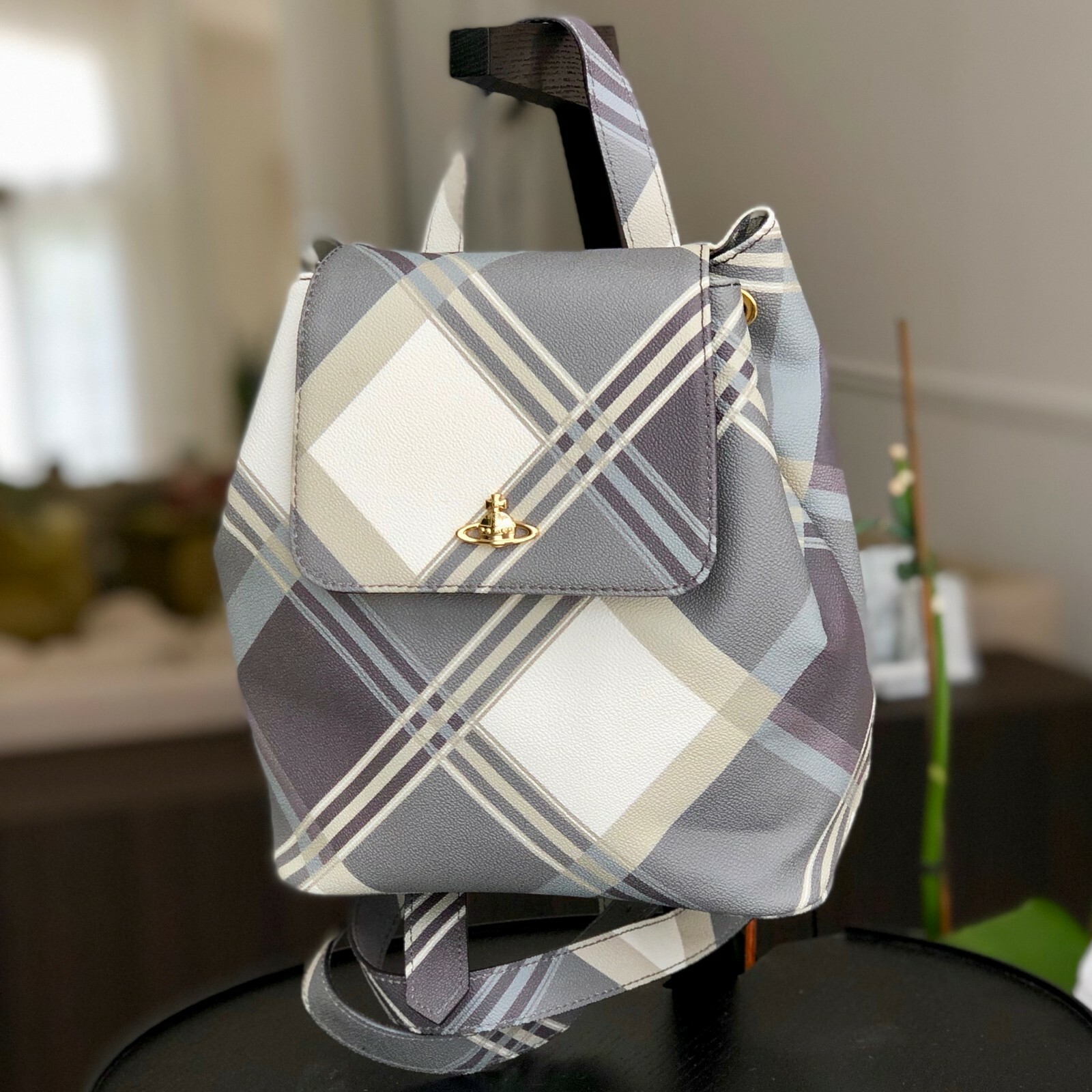VIVIENNE WESTWOOD Derby tartan backpack  in gray image 5