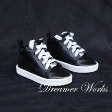 1/6 1/4 1/3 Uncle BJD PU Leather Board Shoes Casual Doll Sneakers Lace-up Black