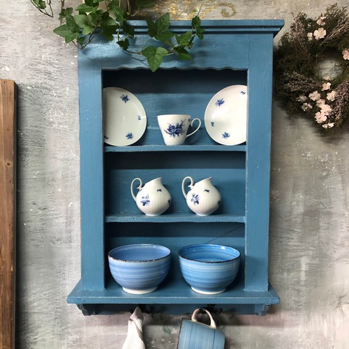 Handgefertigtes Vintage-Hänge-Regal in Antique Blue - Bild 4 von 8