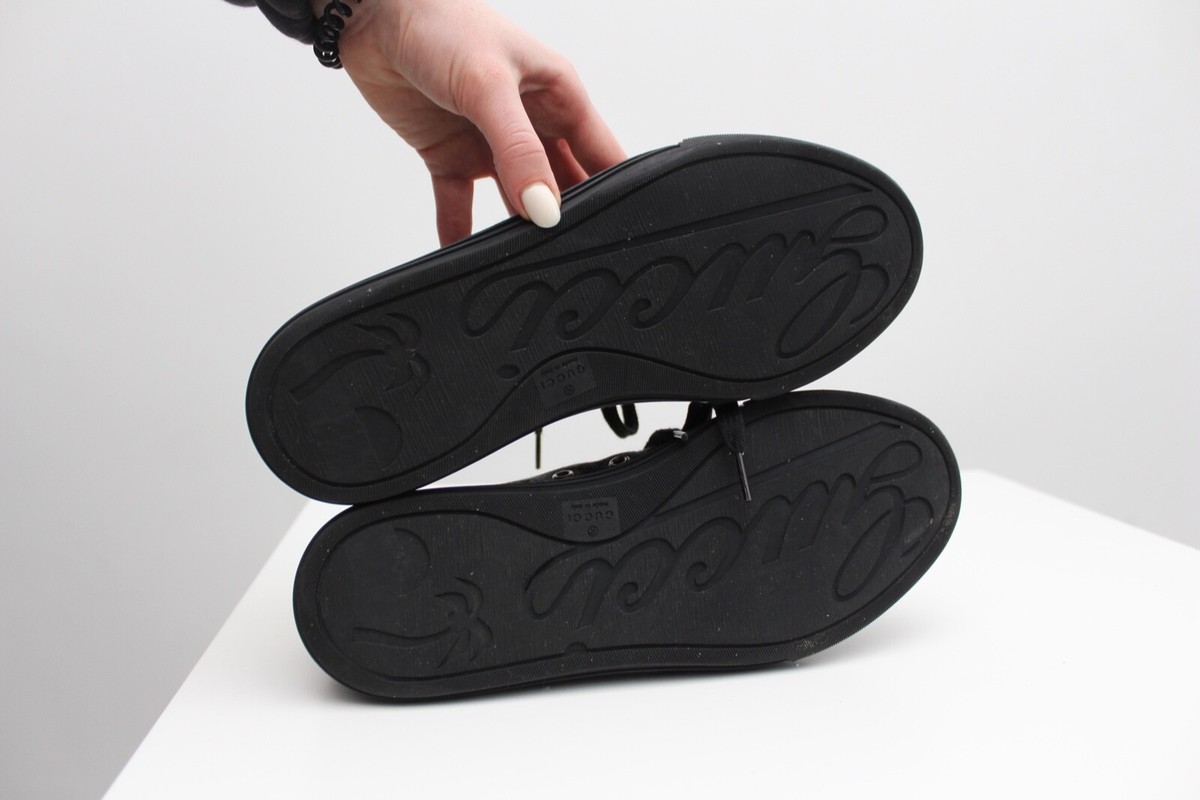 Men's GUCCI GG Canvas Leather Low Top Sneakers Black UK7 US8 made